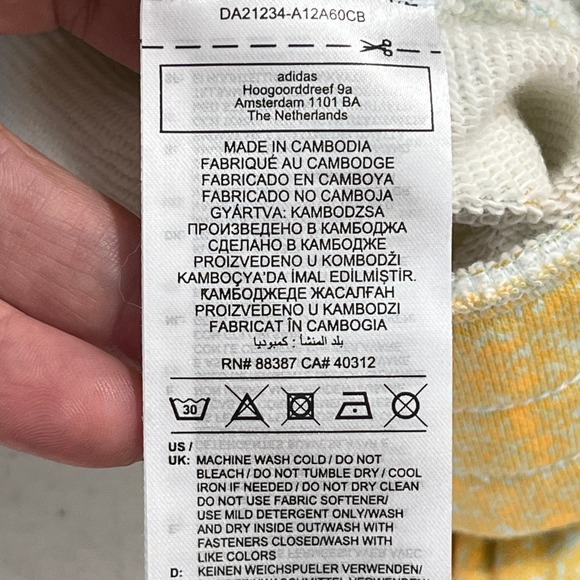 Adidas Originals Spray Paint All Over Print Full Zip Hoodie Blue Yellow S Womens - Picture 5 of 11